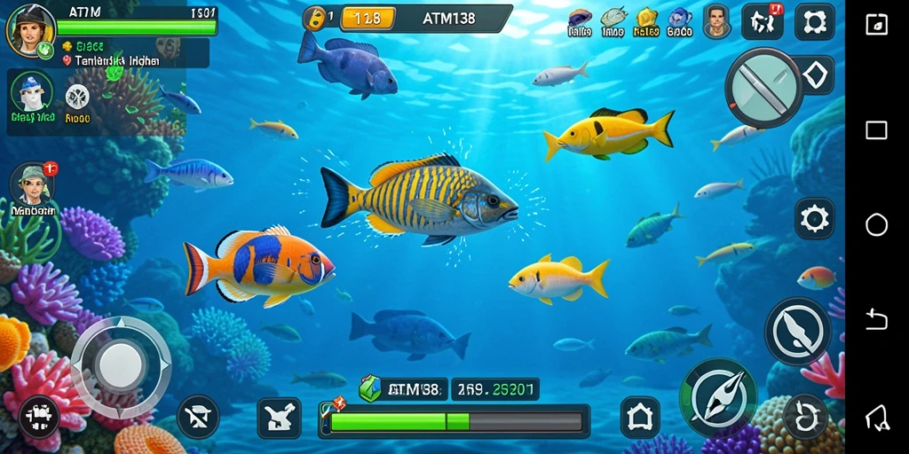 Tampilan gameplay seru dari permainan Tembak Ikan ATM138.