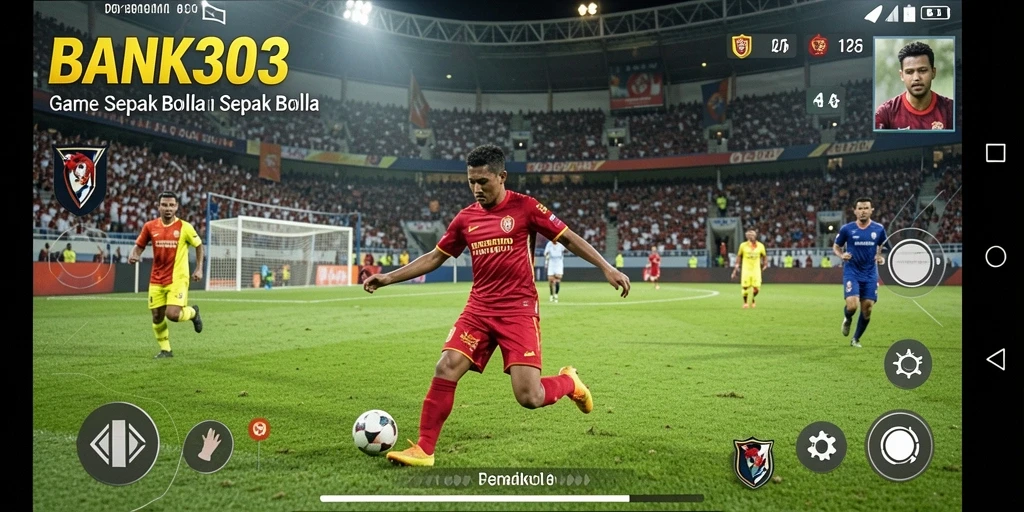 Screenshot menunjukkan aksi seru dalam permainan sepak bola.