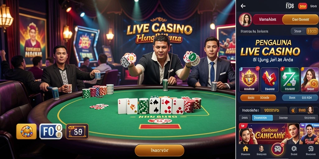 Screenshot gameplay FO8 menampilkan dealer dan meja roulette.