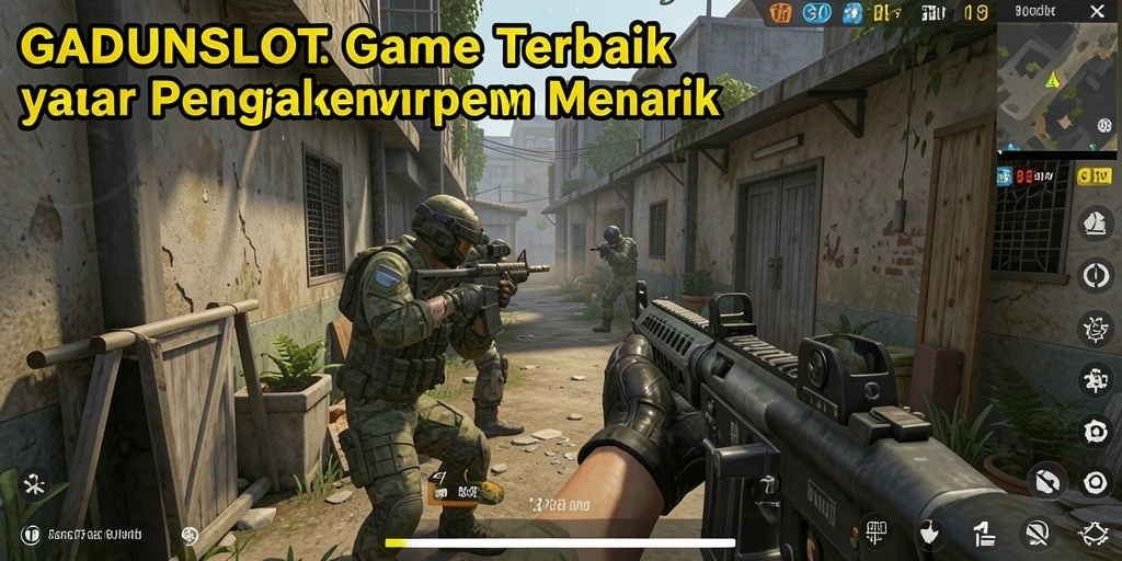 Tampilan gameplay mendebarkan dari GADUNSLOT dalam aksi FPS.