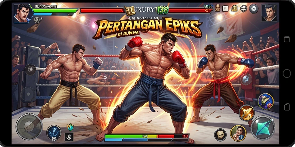 Tampilan gameplay Fighting yang intens di LUXURY138.