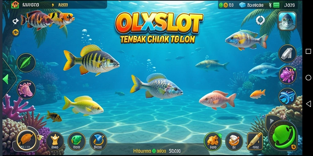 Screenshot gameplay OLXSLOT menampilkan aksi seru menangkap ikan.