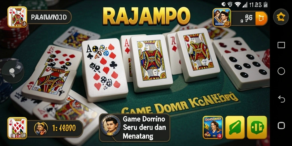 Tampilan gameplay domino yang menarik dan seru di RAJAMPO.
