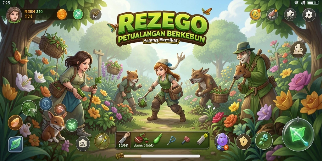 Tangkapan layar menampilkan gameplay seru dalam berkebun dan bertani.
