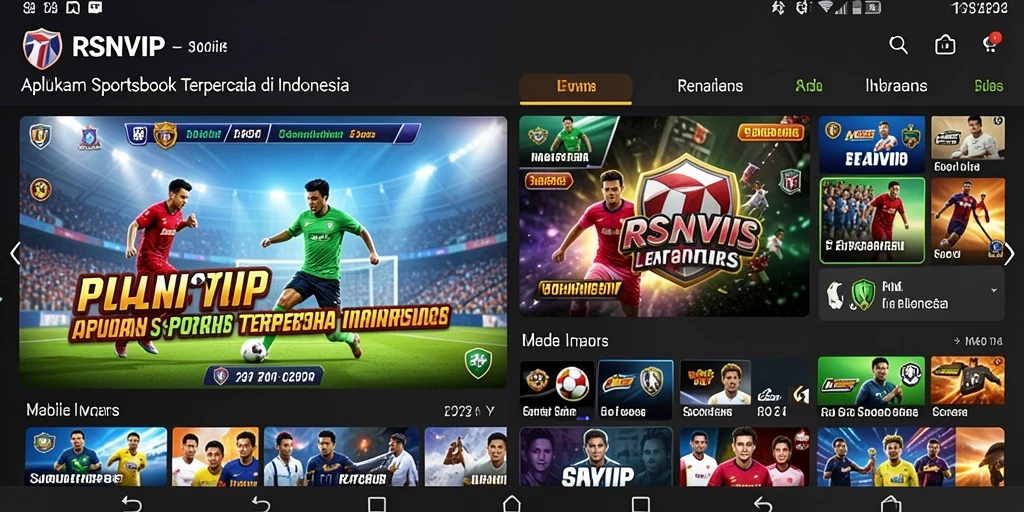 Tampilan aplikasi RSNVIP dengan tampilan taruhan olahraga yang menarik.