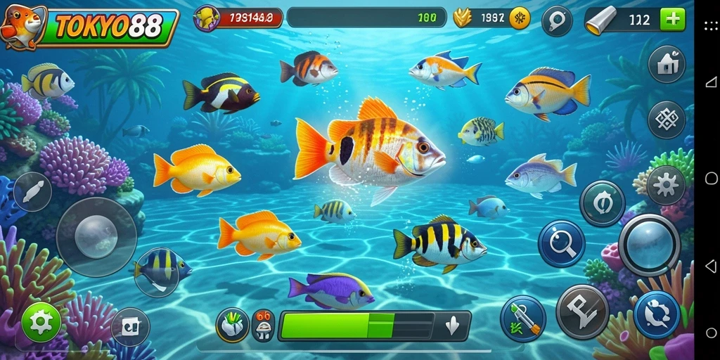 Gambaran aksi menembak ikan yang seru di TOKYO88.